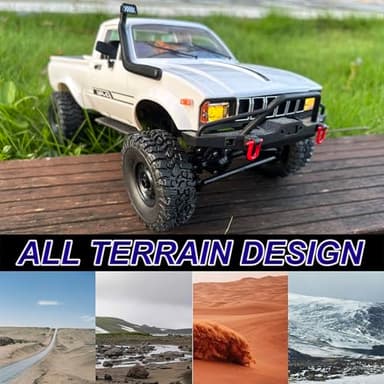 HLSFWDRIVE WPL C24-1 RC Rock Crawler RC Truck 4x4 1/16 Scale RC Crawler Off Road Remote Control Pickup 2.4G All Terrain RTR with Proportional Throttle Steering Led Light Adult - Image 4