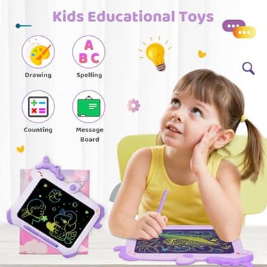 Kikapabi LCD Writing Tablet for Kids, Unicorn Toys Gifts for 3 4 5 6 7 Year Old Girls, Colorful Drawing Doodle Board, Toddler Educational Travel Toys Christmas Birthday Purple - Image 10