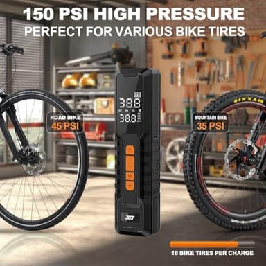 Tire Inflator Portable Air Compressor, Air Pump for Car Tires, Bike Pump, Portable Tire Inflator for Car, Motorcycle, Bicycle, Balls - 150PSI, 6000mAh Battery, LED Light Auto Shut-Off Function - Image 2