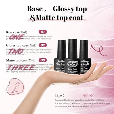 JEWHITENY 45PCS Gel Nail Polish Kit with U V Light LED Nail Lamp 40 Colors Set Manicure Nail Gel Kit - Image 7