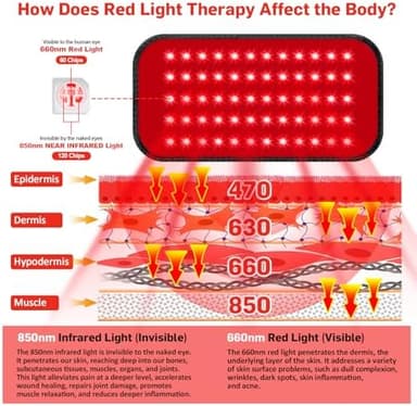 Red Light Therapy Belt, 3 in 1 LED Bead Infrared Light Therapy for Body, Wearable Wrap with Timer for Back Shoulder Waist 660nm Red Light-Therapy & 850nm Infrared Light Device Home Use (Corded - Image 3