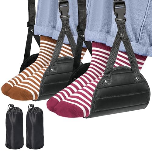 2-Pack Airplane Travel Footrest Hammock - Perfect Airplane Foot Hammock to Relax Your Feet - Travel Essentials Comfy Foot Hanger Plane Footrest for Long Trip - Image 1