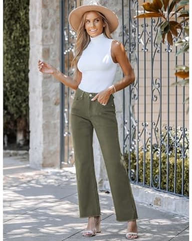 GRAPENT Green Pants Women's Jeans Womens Fashion Country Concert Outfits Olive Green Size S/4/6 - Image 6