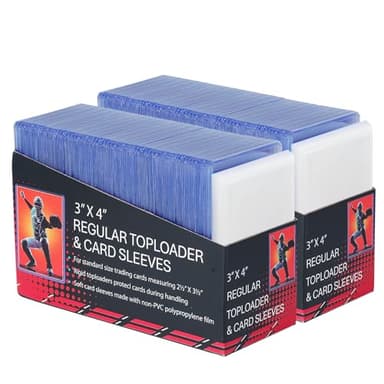 400 Card Sleeves Top Loaders for Cards,3"X4" Baseball Card Protectors,Premium Toploaders for Cards,Hard Plastic Card Holder for Trading Sports Football Game Cards (200 Hard Sleeves+200 Penny Sleeves) - Image 1