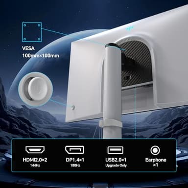 KTC QHD Mini LED Monitor 27 Inch, 1440P 180Hz Gaming PC Monitor, HDR 1400, HDMI2.0, DP1.4, USB, Swivel/Height/Pivot/Tilt Adjustable, VESA Wall Mount, White, M27T6 - Image 6