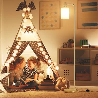 Ziisee Floor Lamps for Living Room - Industrial Standing Lamp with Remote Control Glass Shade, Modern Gold Floor Lamp with LED Bulbs, Tall Lamp for Bedroom Office - Gold - Image 4