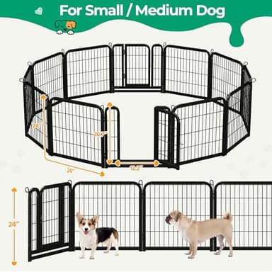 Yaheetech Dog Playpen Outdoor 24 inch 12 Panels Indoor Dog Fence Metal Dog Pen Heavy Duty Pet Puppy Exercise Pen for RV Camping Garden Yard - Image 6