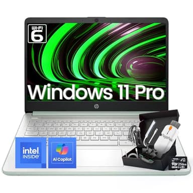 HP 2025 14 Inch Ultra Light Laptop, Stylish Willow Green, Intel Processor N150, 16GB RAM, 384GB Storage(128GB UFS+256GB MSD), Wi-Fi 6, Windows 11 Pro, Copilot Key - Image 1