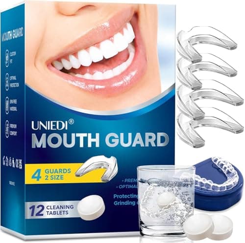 Anti Grinding Guard, Mouth Guard for Grinding Teeth at Night, Mouth Guard for Clenching Teeth at Night, Night Guards for Teeth Grinding with 12 Cleaning Tablets - Image 1
