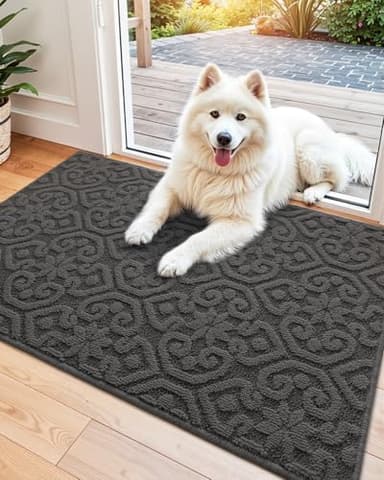 DEXI Front Door Entryway Mat Non Slip, 3x5 ft Large Washable Inside Entrance for House Floor Low Profile, Thin Entry Doormat Absorbent Dirt Trapper, Dark Grey - Image 9