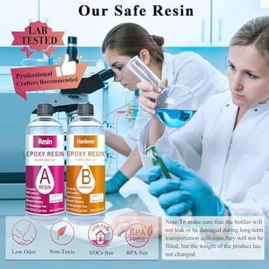 Epoxy Resin, 32OZ Epoxy Resin Crystal Clear, Not-Yellowing No-Bubble, Self Leveling Easy-Pour Easy Mix 1:1 Casting Kit & Coating for DIY Jewelry Making, Art Resina Clear Crafts, Molds, River Tables - Image 3