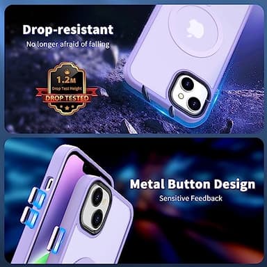 CACOE Magnetic Case for iPhone 13 & iPhone 14 6.1 inch-Compatible with MagSafe & Magnetic Car Phone Mount,Anti-Fingerprint TPU Thin Phone Cases Cover Protective Shockproof (Light Purple) - Image 7