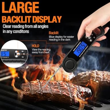 AMMZO Meat Thermometer Digital, Instant Read Food Thermometer for Cooking Deep Fry BBQ Oven Grill Smoker Roast and Candy Thermometer, Camping & Kitchen Essentials, Gifts for Men Women - Image 4