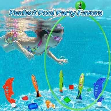 Jasonwell Pool Toys Diving Rings - 28PCS Swim Thru Rings Pool Game Diving Toys with Dive Ring Underwater Treasures Torpedo Bandits Fish Toy Fun Water Swimming Toy for Boys Girls Kids Teens Adults - Image 5