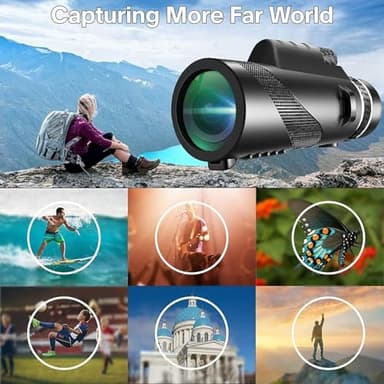 Monocular-Telescope 80x100 High Powered Monoculars High Definition for Adults High Powered with Smartphone Adapter Telescope Hunting Wildlife Bird Watching Travel Camping Hiking-Black - Image 5