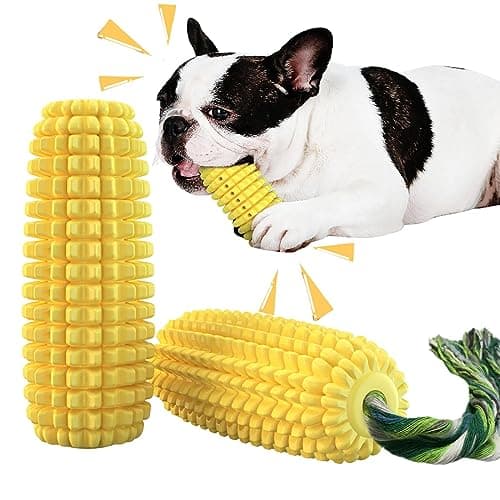 Dog Chew Toys for Aggressive Chewers,Corn Interactive Squeaky Dog Toys for Puppy Medium Breed,Tough Rubber Dental Chew Dog Toys - Image 1