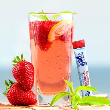 Wyler's Light Lemonade Variety Pack, 40 ct Singles to Go Powder Packets, Water Drink Mix, Variety Pack, Pink, Strawberry & Blueberry Lemonade, Sugar & Caffeine Free, On-The-Go,(Pack of 1) - Image 4