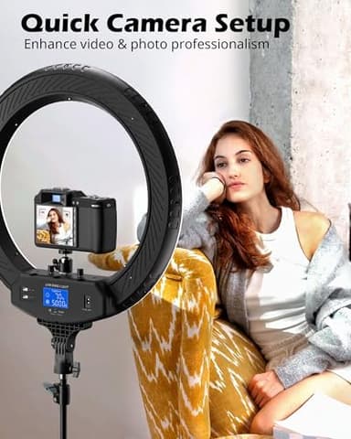 UBeesize 22'' Ring Light with 72'' Stand, 65W Large Ring Light with Phone Holder, Dimmable LED Light for Makeup Barber Stylist Tattoo YouTube TikTok Photography - Image 6