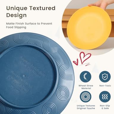 Homienly 40-Piece Premium Wheat Straw Dinnerware Sets, Service for 8, Unbreakable Plates and Bowls Set - Cups Sets, Dinner Plates, Bowls for Kitchen,Dishwasher and Microwave Safe Dishes Set - Multi - Image 4