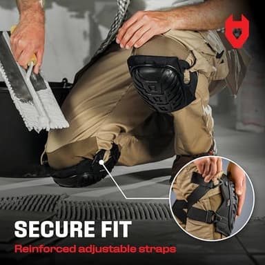 NoCry Professional Gel Knee Pads for Work with Soft Foam and Gel Cushion — Heavy Duty Cap, Reinforced Adjustable Straps, Military-Grade Rivets and Built-in Hang Loops — Perfect for Construction - Image 6