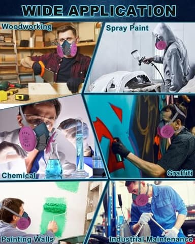 HCHONGY Gas Respirator Mask with 2097 Filters, Paint Mask Respirator - Reusable Half Face Gas Mask for Particles, Lead Paint & Asbestos, Organic Vapor, Chemical, Pollen, Dust, Fume, Epoxy Resin - Image 6