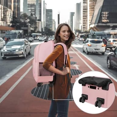 MATEIN Rolling Backpack for Women, 18 inch Roller Laptop Bag with 4 Wheels for Adult, Sturdy Wheeled Backpack Carry on Luggage, Extra Large Travel Bag Suitcase Back Pack for Work College Trips, Pink - Image 6