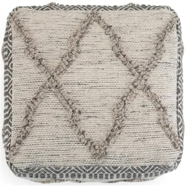 SIMPLIHOME Sweeney Boho Square Pouf in Grey, Natural Handloom Woven Pattern for the Living Room, Bedroom and Kids Room - Image 9