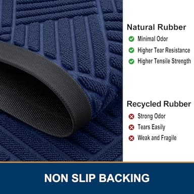 Smiry Front Door Mat Outside Entrance, Heavy Duty Outdoor Indoor Natural Rubber Doormat, Non Slip, Trap Dirt and Moisture, Easy Clean, Low Profile Patio Porch Entryway Mat, 35x23, Navy Blue - Image 5