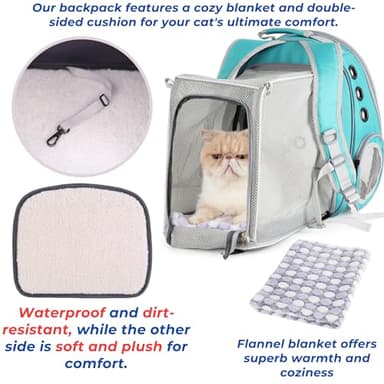 Lollimeow Cat Carrier Backpack, Bubble Dual Expandable Backpack Carrier, Pets and Small Dogs,Airline-Approved, Designed for Travel, Hiking, Walking & Outdoor Use (Dual Expandable-Green) - Image 8