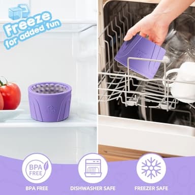 Dog Slow Feeder Lick Bowl, Anxiety Relief Dog Licking Mat Treat Dispenser, Non-Slip Anti-Choking Slow Eating Lick Bowl for Small Medium and Large Breed Dogs, BPA Free Silicone(Purple,S) - Image 7