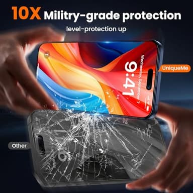UniqueMe for iPhone 15 Pro Max Privacy Screen Protector - [Military Grade Shatterproof & 9H+ Hardness] Privacy Screen 15 Pro Max Tempered Glass Full Coverage,Easy to install, 2 Packs - Image 4