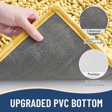 Arotive Luxury Chenille Bathroom Rug Mat, Extra Soft Thick Absorbent Shaggy Bath Rugs, Non-Slip Machine Wash Dry, Plush Bath Mats for Bathroom, Shower and Tub, 54x24, Yellow - Image 5