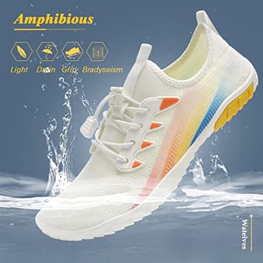 WateLves Water Shoes Men Women Beach Swim Aqua Socks Pool Shoes Quick-Dry Anti-Slip White 6.5 Women/5 Men - Image 3