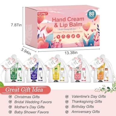 80 Sets Bulk Hand Cream and Bulk Lip Balm Gifts, Bridesmaid Gifts, Baby Shower Party Favors and Bridal Shower Gifts for Guests with Thank You Card Organza Bags, Thank You Gifts for Coworkers Women - Image 5