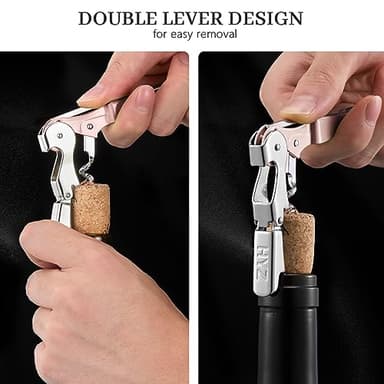 HYZ 2-Pack Wine Opener Waiter Corkscrew, Professional Wine Key for Servers, Bartender with Foil Cutter, Manual Wine Bottle Opener Double Hinged (Pink) - Image 4