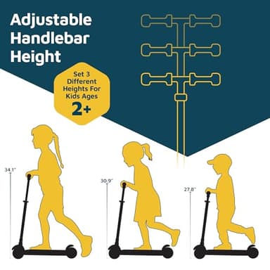 Lifemaster Mini 3-Wheel Kids Scooter with Multi-Color Wheel Lights – 4-Height Adjustable Handlebar, Wide Anti-Slip Deck, Child Safety Certified, Boys & Girls Ages 2+ Supports Up to 110 lbs, Gray - Image 2