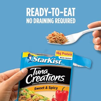 StarKist Tuna Creations Sweet and Spicy, 2.6 oz Pouch (24 Pack) Ready to Eat Wild Caught Tuna, 16g Protein, 90 Calories Per Serving, Gluten Free, Soy Free, Kosher, Perfect for Salads, Meals and Snacks - Image 4