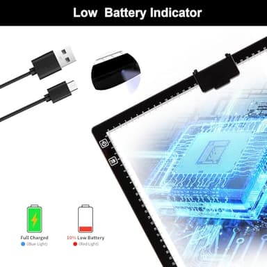 KOBAIBAN Wireless A3 LED Light Pad with Foldable Stand, Top Clip, 3 Colors/Stepless/ 6-Level Dimmable Brightness Rechargeable tracing Light Box/Board for Cricut Vinyl, Weeding Tool, Diamond Painting - Image 8