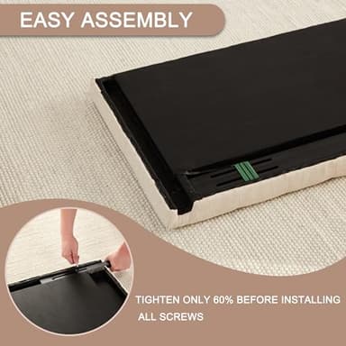 Huatean Home Tufted Upholstered Headboard Queen Size, Solid Wood Head Board with Durable Metal Legs, Adjustable Height Bed headboard from 37” to 51” Fabric Headboard in Modern Button Design, Beige - Image 4