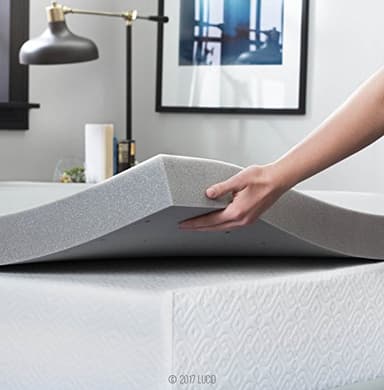 Lucid 3 Inch Ventilated Bamboo Charcoal Memory Foam Mattress Topper - Twin XL Mattress Topper - Image 3