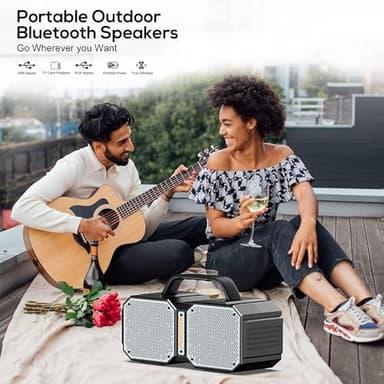BUGANI Bluetooth Speaker, Shock Portable Bluetooth Speaker, Bluetooth 5.3, Waterproof, Wireless Speakers, 60W Super Power, Outdoor Speaker, Black (New Model) - Image 6