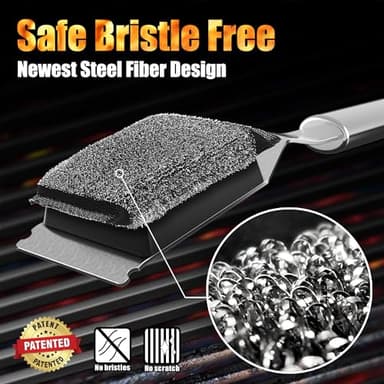 GRILLART Grill Brush Bristle Free, Safe Grill Brush for Outdoor Grill, SteamWizards BBQ Grill Cleaning Brush Kit, Replaceable Head Grill Scraper Tool, Grill Cleaner BBQ Accessories, Gifts for Men/Dad - Image 2
