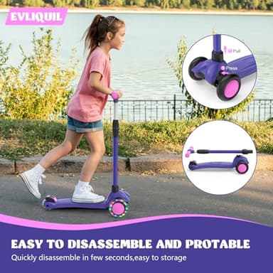 Kids Scooter,LED Lighted Wheels and 3 Adjustable Height Handlebars Scotters for Kids 3-12,3 Wheel Toddler Kick Scotter for Boys & Girls up to 132 Lbs. - Image 2