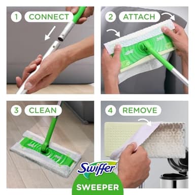 Swiffer Sweeper 2-in-1 Mops for Floor Cleaning, Dry and Wet Multi Surface Floor Cleaner, Sweeping and Mopping Starter Kit, Includes 1 Mop + 19 Refills, 20 Piece Set - Image 7