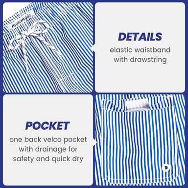 maamgic Mens Swim Trunks Quick Dry Swim Shorts with Mesh Lining Funny Swimwear Bathing Suits 7inch Blue Striped Medium - Image 4