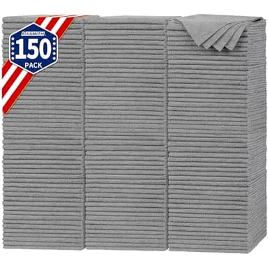 FIXSMITH Shop Towels, Pack of 150, Grey Microfiber Cleaning Cloth Bulk, Microfiber Towels for Cars, All-Purpose Absorbent Cleaning Rags, Dust Cloth for Automotive, Mechanic, Garage, 11.5 x 11.5 inch - Image 1