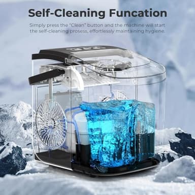 Antarctic Star Countertop Ice Maker,26Lbs/24H,9 Cubes in 6 Mins,Portable Ice Machine with Ice Scoop and Basket,2 Sizes of Bullet Ice Cube for Home Kitchen Office Bar Party. - Image 5