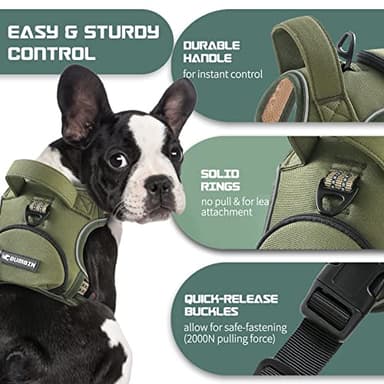 No Pull Dog Harness for Small Dogs, Adjustable No Choke Pet Vest with Dog Leash Fit Smart Reflective Pet Walking Harness for Training Easy Control Soft Handle Green S - Image 3