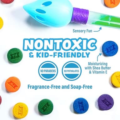 Tub Works® Bath Color Brush™ Kids Bath Bomb Set | Nontoxic & Fragrance-Free | Use Brush to Paint Water with Vibrant, Fizzing Colors | Fun BathBombs for Kids Bath | Creative Bathtub Toys for Toddlers - Image 5