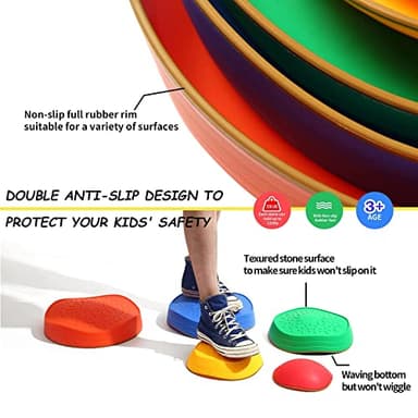 makarci Stepping Stones for Kids, 5pcs Non-Slip Plastic Balance Stones, Promoting Children's Coordination Skills Sensory Play Equipment, Toddler Toys for Age 3 4 5 6 7 8 Years - Image 3